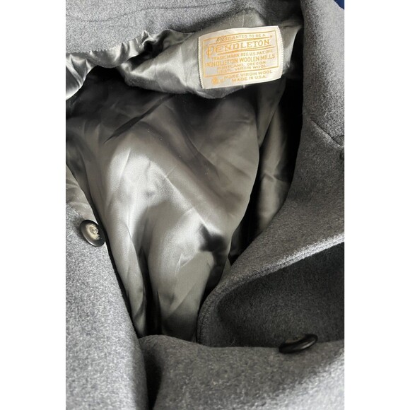 Vtg Pendleton Women's L 100% Virgin Wool Double Breasted Long Overcoat USA -Gray - Picture 12 of 14